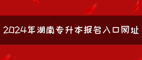 2024年湖南专升本报名入口网址