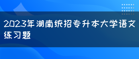 2023年湖南统招专升本大学语文练习题